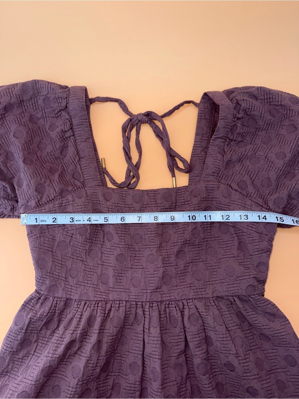 Madewell Mauve Floral Quilted Puff-Sleeve Square-Neck Mini Dress‎ - Picture 10 of 11